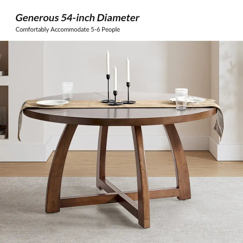 Mid-century Modern 54 Solid Wood Round Dining Table