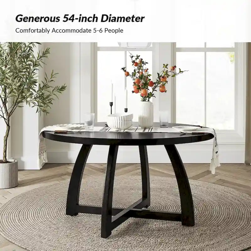 Mid-century Modern 54 Solid Wood Round Dining Table