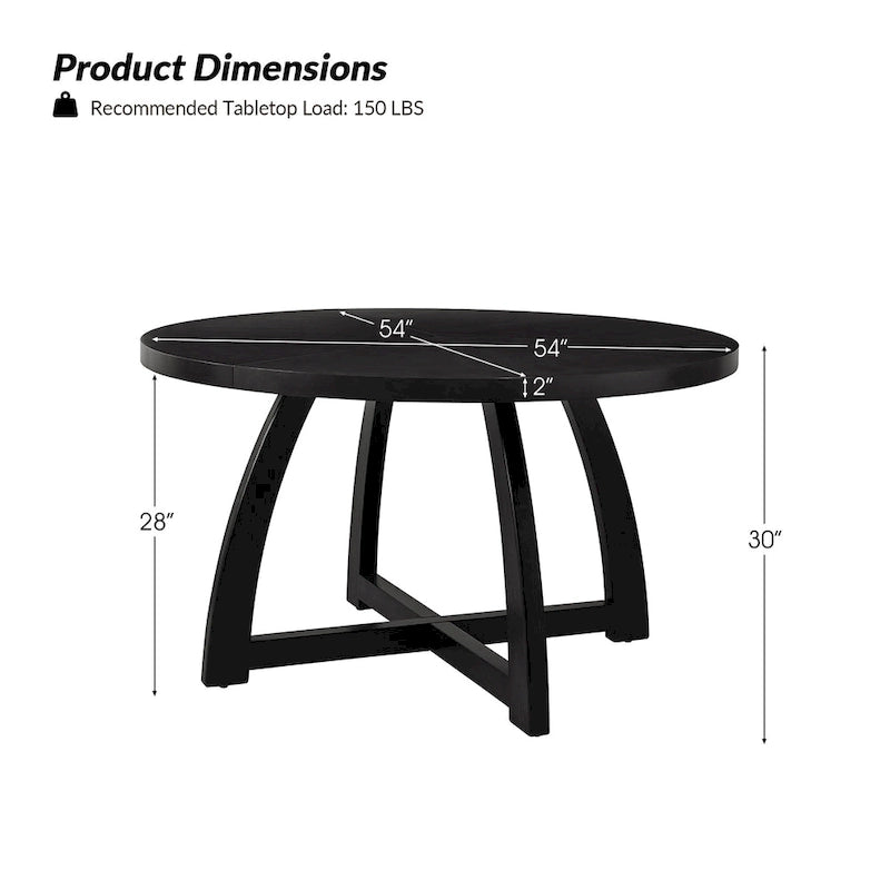 Mid-century Modern 54 Solid Wood Round Dining Table