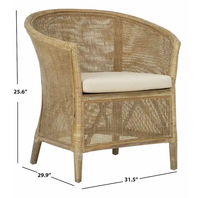 Rattan Arm Chair Washed - 31.5 x 29.9 x 25.6 - 30Wx26Dx32H