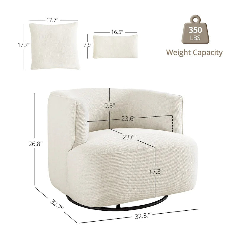 Swivel Accent Armchair Fabric Blend, Modern Upholstered Barrel Chair Living Room Sofa Chair
