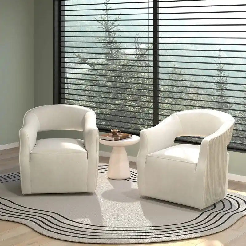 Modern Glam Velvet 360 Degree Swivel Open-Back Accent Armchair Set of 2