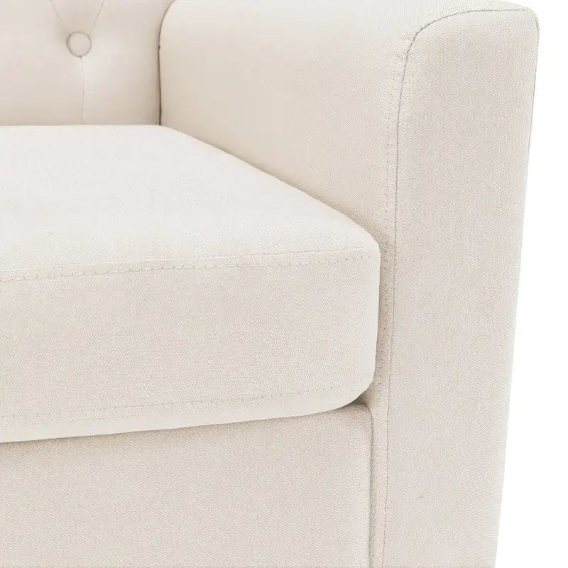 Modern Upholstered Accent Chair Linen Fabric Button Tufted Armchair with Solid Wood Frame - 28.5 W X 27.25 D X 33.75 H