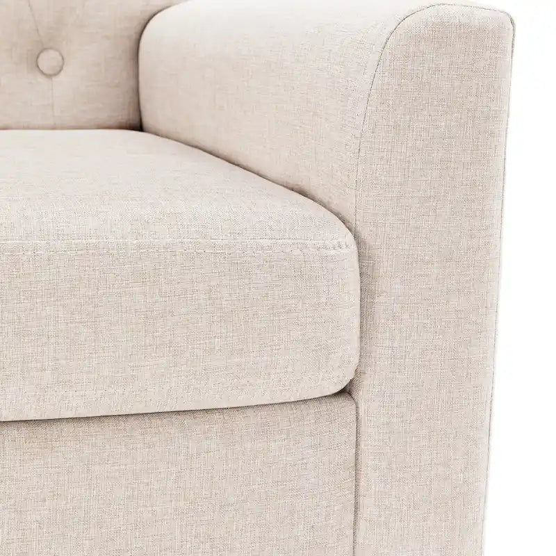 Modern Upholstered Accent Chair Linen Fabric Button Tufted Armchair with Solid Wood Frame - 28.5 W X 27.25 D X 33.75 H