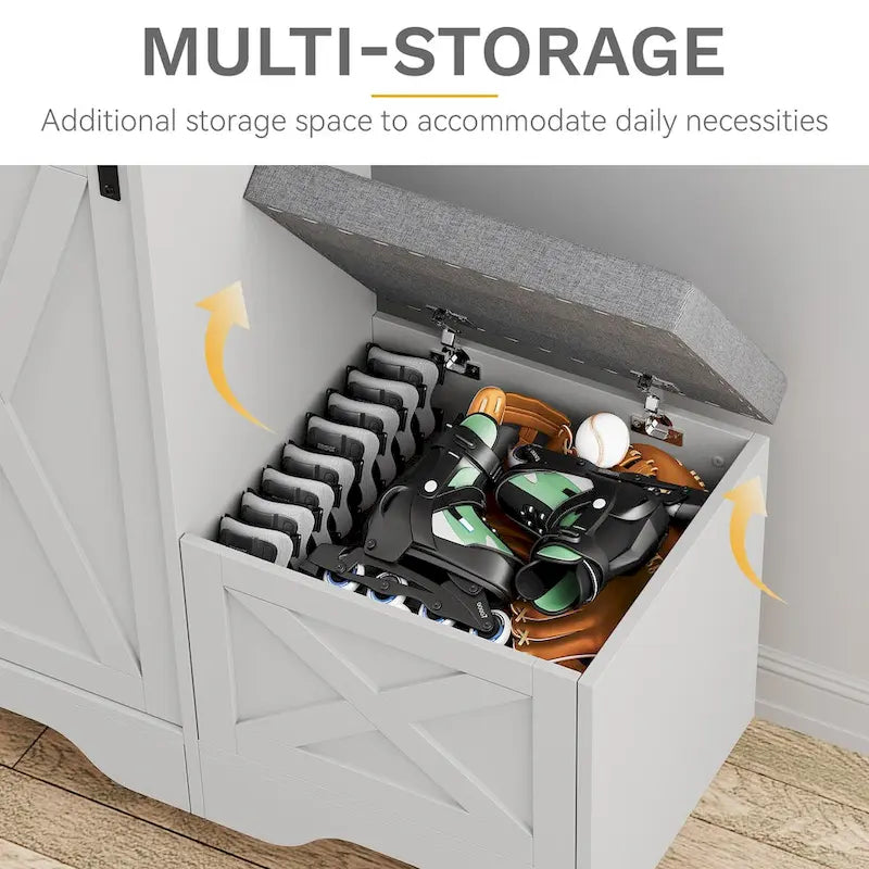 Farmhouse Shoe Cabinet with Sliding Door Shoe Bench 5-Tier Shoe Storage Cabinet with Adjustable Shelves for 20 Pairs