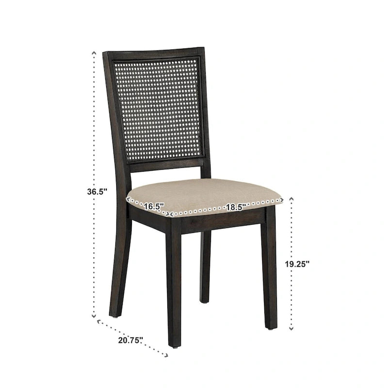 Beige Linen Rattan Dining Chairs (Set of 2) by Classic