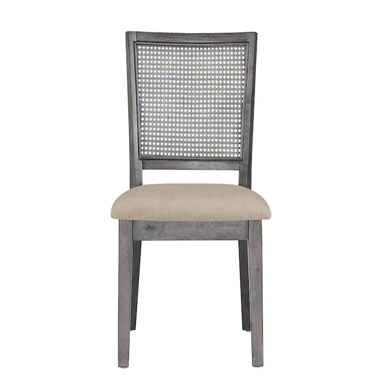 Beige Linen Rattan Dining Chairs (Set of 2) by Classic