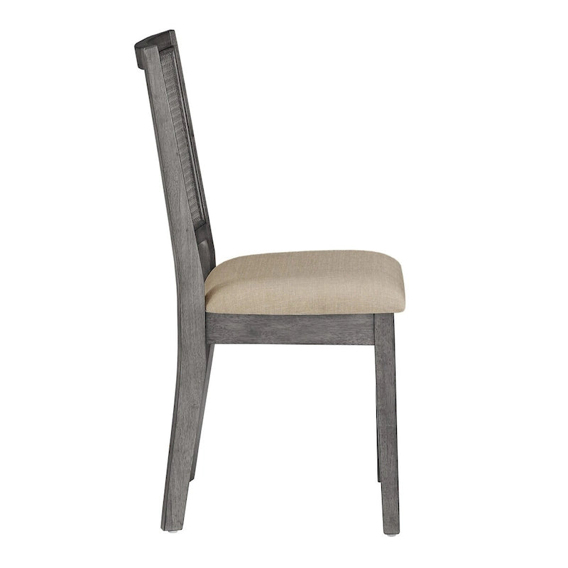 Beige Linen Rattan Dining Chairs (Set of 2) by Classic