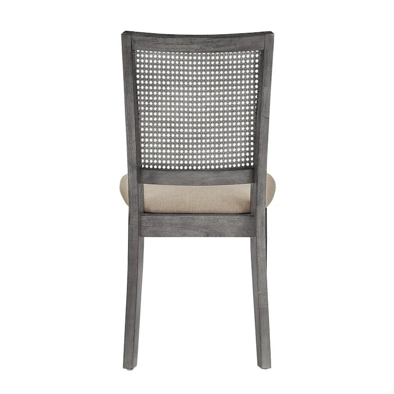 Beige Linen Rattan Dining Chairs (Set of 2) by Classic