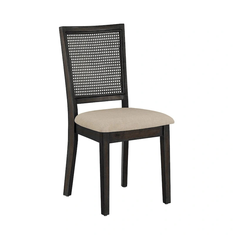 Beige Linen Rattan Dining Chairs (Set of 2) by Classic