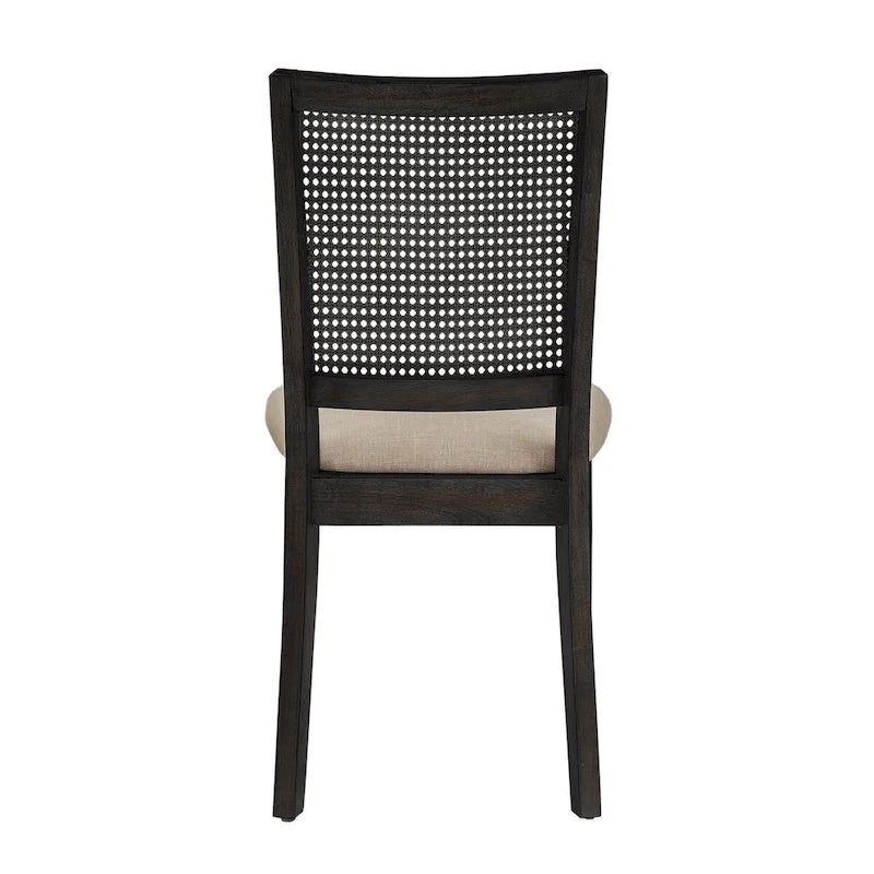 Beige Linen Rattan Dining Chairs (Set of 2) by Classic