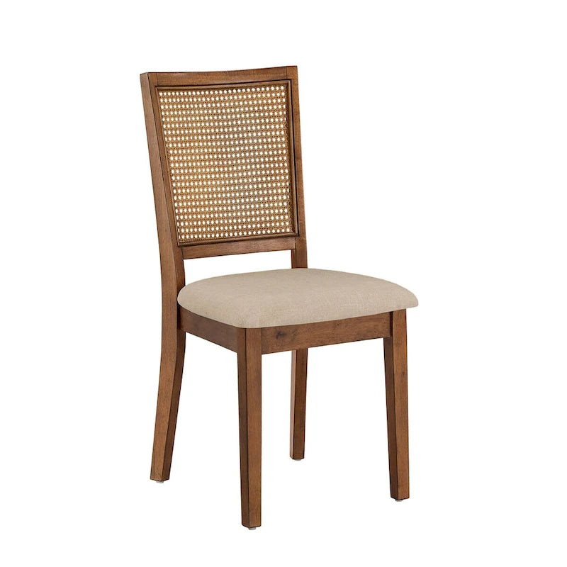 Beige Linen Rattan Dining Chairs (Set of 2) by Classic