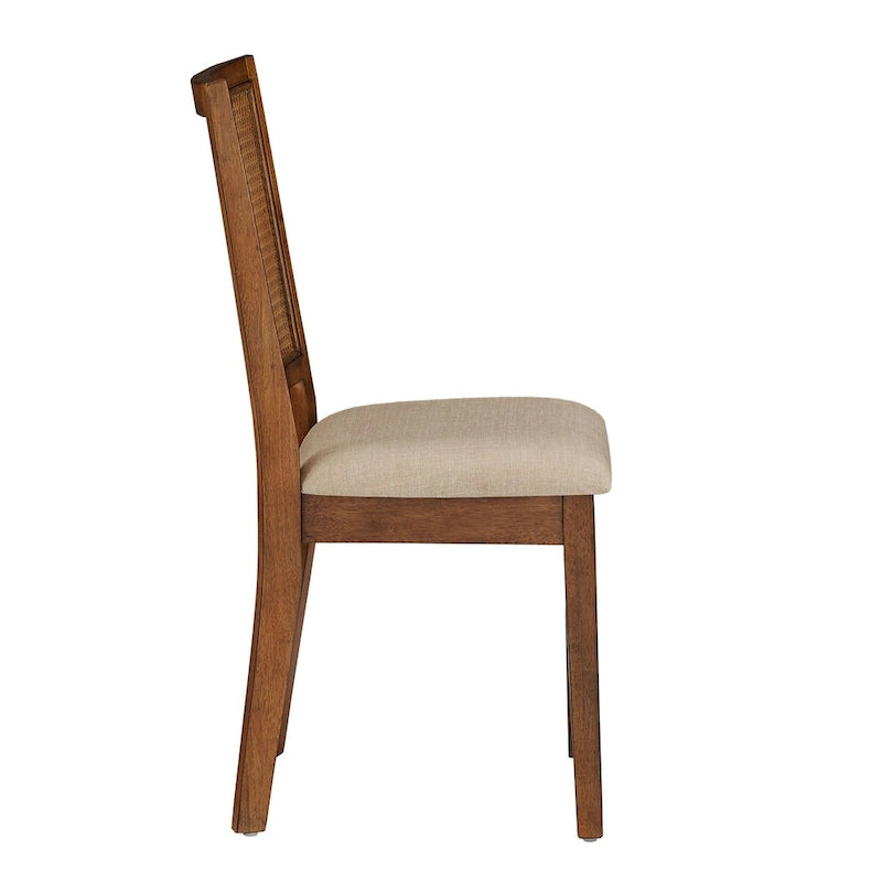 Beige Linen Rattan Dining Chairs (Set of 2) by Classic