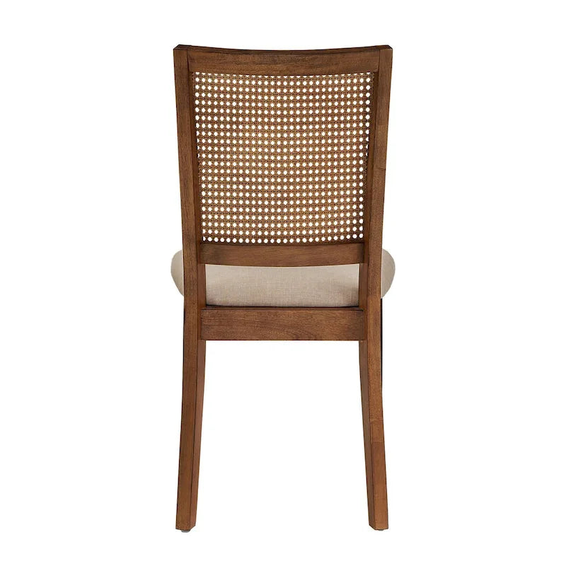 Beige Linen Rattan Dining Chairs (Set of 2) by Classic