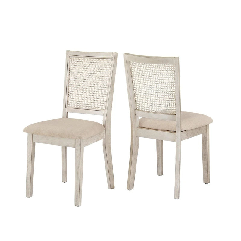 Beige Linen Rattan Dining Chairs (Set of 2) by Classic
