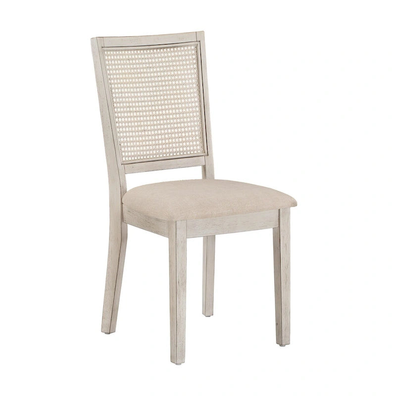 Beige Linen Rattan Dining Chairs (Set of 2) by Classic