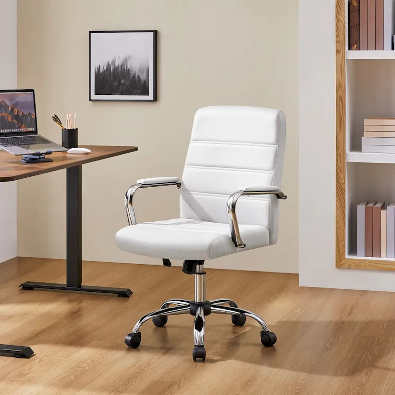 Adjustable Mid-Back Faux Leather Swivel Office Chair