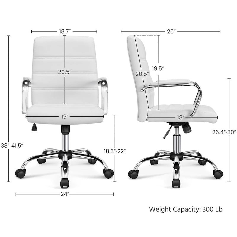 Adjustable Mid-Back Faux Leather Swivel Office Chair