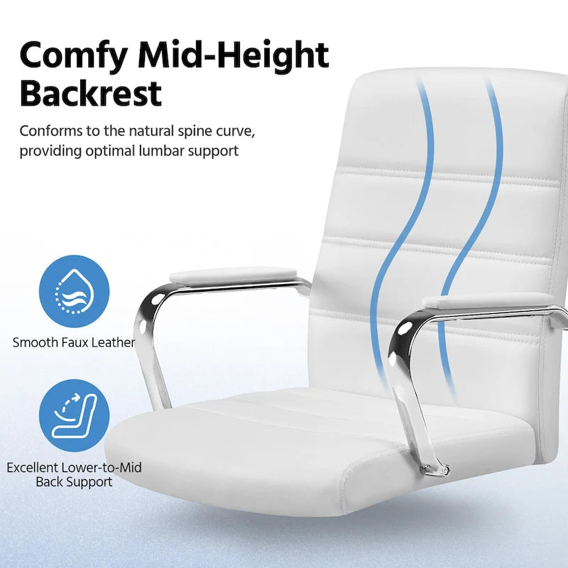 Adjustable Mid-Back Faux Leather Swivel Office Chair
