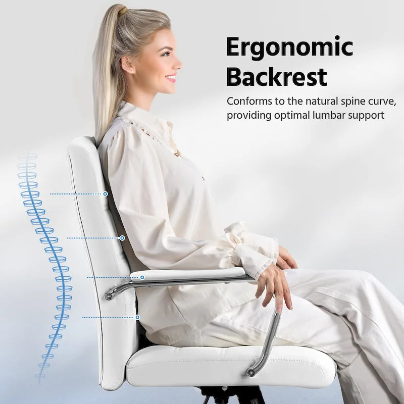 Adjustable Mid-Back Faux Leather Swivel Office Chair