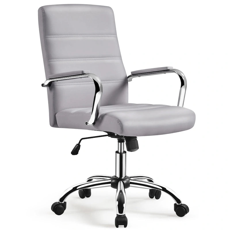 Adjustable Mid-Back Faux Leather Swivel Office Chair