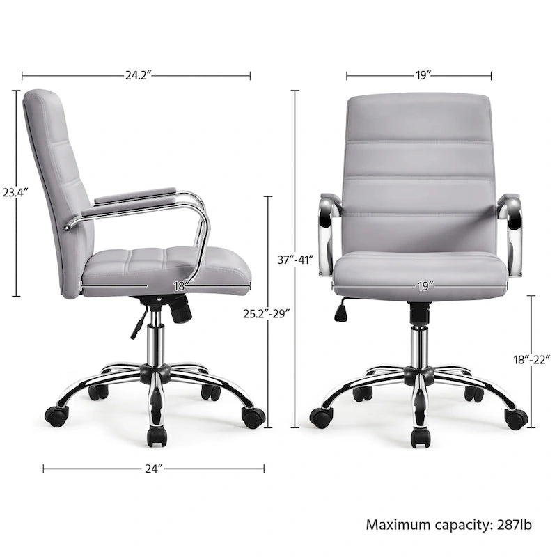 Adjustable Mid-Back Faux Leather Swivel Office Chair