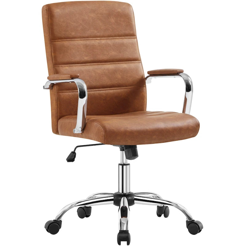 Adjustable Mid-Back Faux Leather Swivel Office Chair