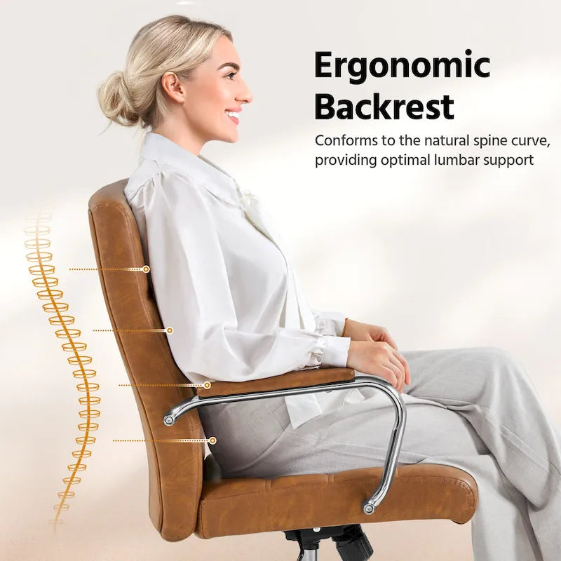 Adjustable Mid-Back Faux Leather Swivel Office Chair