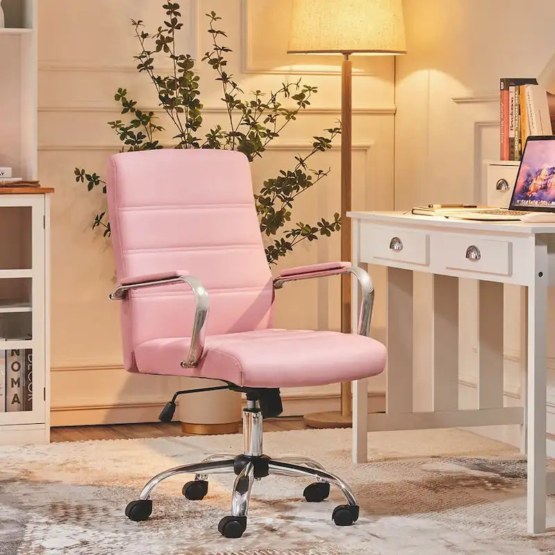 Adjustable Mid-Back Faux Leather Swivel Office Chair