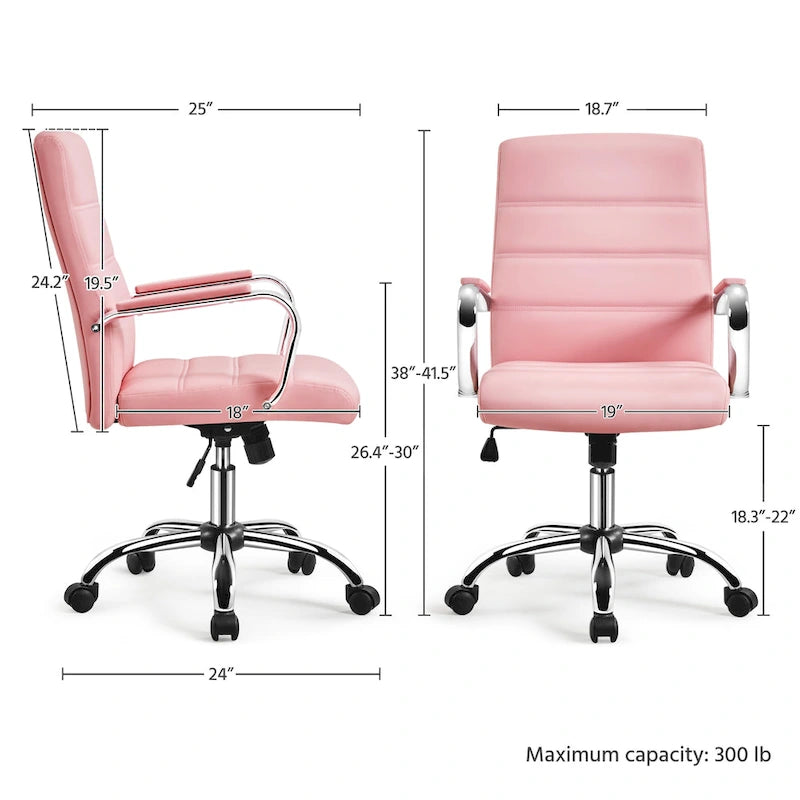 Adjustable Mid-Back Faux Leather Swivel Office Chair