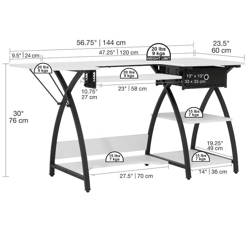 Sewing Desk with or without Grids on Top for Cutting