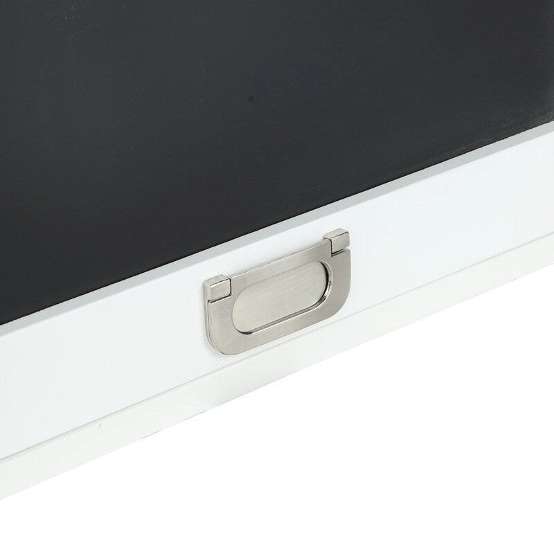Collapsible Fold Down Desk Table with Storage Cabinet & Shelves, Computer Desk Storage with USB Charging, White