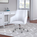 Mid Back Leather Box Chair in White - 24.41L x 24.80W x 34.45H