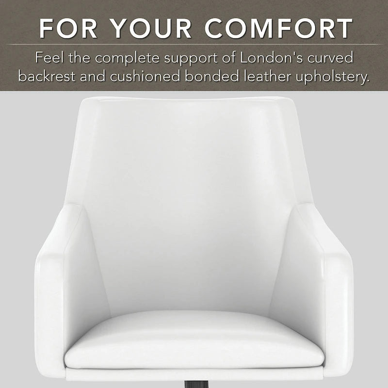 Mid Back Leather Box Chair in White - 24.41L x 24.80W x 34.45H