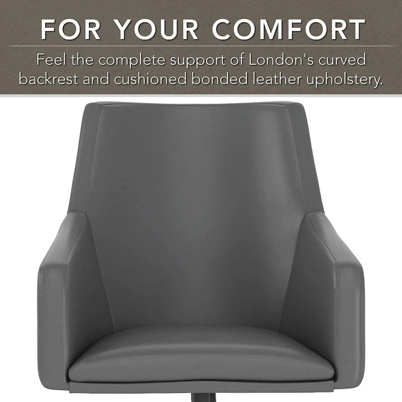 Mid Back Leather Box Chair in White - 24.41L x 24.80W x 34.45H